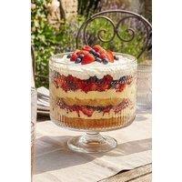 Dibor Vintage Embossed Footed Trifle Bowl Desser Bowl Wedding Decor Bowl in Clear | Size: Large