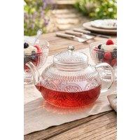 Dibor Vintage Style Gallano Clear Embossed Home Decor Glass Teapot