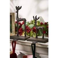 Dibor Set of 2 Reindeer Decorative Stocking Hooks Stocking Holders in Brown | Size: 2 Pack