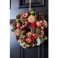 Dibor Traditional Woodland Treasures Front Door Autumn Winter Wreath 26cm in Brown