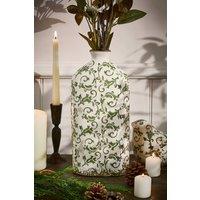 Dibor Vintage Luxury Irina Green Botanical Bottle Flower Vase H31 x W14cm in Cream | Size: Large