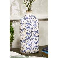 Dibor Vintage Luxury Solene Blue Botanical Bottle Vase H31 x W14cm in Cream | Size: Large