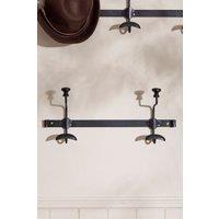 Dibor Traditional Duke Noir Double Coat Hanger Wall Hook Rack in Black | Size: Medium