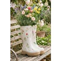Dibor Large Flowers Indoor Outdoor Welly Boots Planter H29.5 x W24cm in White