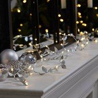 Dibor Silver Leaves Pre-Lit String Xmas Table Christmas Garland 2m