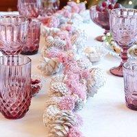 Dibor Dining Table Centrepiece Pine Cone & Pink Bauble Table Decor Garland | Size: Large