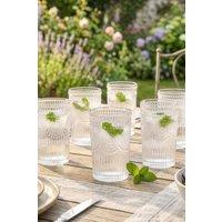 Dibor Set of 4 Embossed Highball Tumblers Wedding Decor Glasses 355ml in Clear | Size: 4 Pack