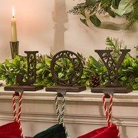 Dibor JOY Set of 3 Decorative Stocking Hook Christmas Stocking Holders in Brown | Size: 3 Pack