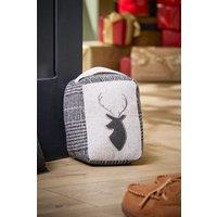 Dibor Traditional Grey Tweed Stag Fabric Door Stopper Decorative Door Stop