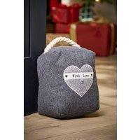 Dibor Traditional Made with Love Grey Heart Door Stopper Decorative Door Stop