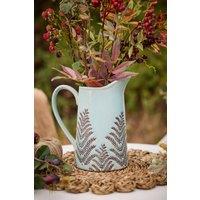 Dibor Sky Blue Fern Vintage Style Pitcher for Home Decor or Serving Jug Flower Vase | Size: Large