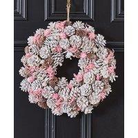 Dibor Traditional Pink Pinecone Xmas Front Door Christmas Wreath 39cm