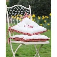Dibor Set of 2 Traditional Gingham Stag Indoor Outdoor Chair Seat Pad Garden Furniture Cushions L40cm x W40cm in Red | Size: 40 cm x 40 cm