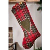 Dibor Set of 4 Highland Tartan Love Heart Xmas Gift Christmas Stocking in Red | Size: 4 Pack