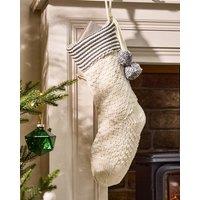 Dibor Set of 4 White Sparkle Knit Pom Pom Xmas Gift Christmas Stocking | Size: 4 Pack