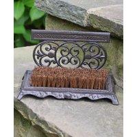 Dibor Traditional Cast Iron Ornate Outdoor Garden Boot Brush & Scraper in Brown | Size: Medium