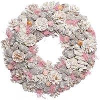Dibor 38cm Pink Pinecone Xmas Decor Front Door Wreath Christmas Wreath