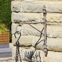 Dibor Cast Iron Hanging Bracket Weathered Effect Lantern Hook Wall Bracket in Grey
