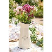 Dibor Vintage Style Cream Pitcher Jug Home Decor Table Flower Vase in White | Size: Large