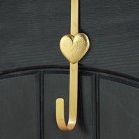 Dibor Brushed Gold Heart Over Door Christmas Decoration Wreath Hanger Hook