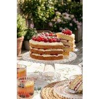 Dibor Traditional Bella Perle Glass Beaded Glassware Christmas Cake Stand in Clear