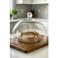 Dibor Traditional Glass Cake Dome Cloche, Celebration Cake Stand Gift Idea Dia 25cm in Clear