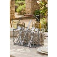 Dibor Grey Farmhouse Chicken Wire Kitchen Storage Cutlery Caddy Gift Idea | Size: Medium