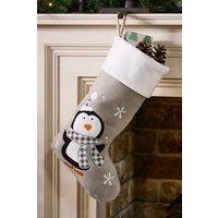 Dibor Luxury Grey Penguin Xmas Tree Christmas Gift Bag Christmas Stocking | Size: Medium