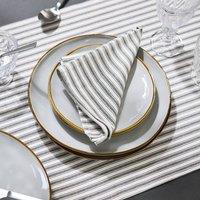 Dibor Set of 2 Grey Stripe Cotton Fabric Kitchen Linen Table Cloth Napkins