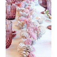 Dibor Dining Table Centrepiece Pine Cone & Pink Bauble Table Garland Swag | Size: Large