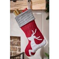 Dibor Set of 4 Red Sweater Knit Reindeer Xmas Gift Christmas Stocking | Size: 4 Pack