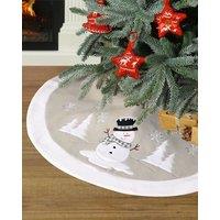 Dibor Traditional White Snowman Christmas Tree Decor Christmas Tree Skirt 86cm