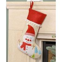 Dibor Set of 4 Natural Snowman Pom Pom Xmas Tree Christmas Gift Bag | Size: 4 Pack