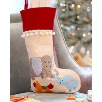 Dibor Set of 4 Natural Elephant Pom Pom Xmas Gift Christmas Stocking in Red | Size: 4 Pack