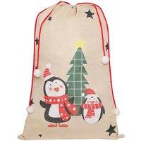 Dibor Giant Penguins Children's Christmas Present Sack Gift Sack 90cm x 62cm in Grey | Size: 90 cm x 62 cm