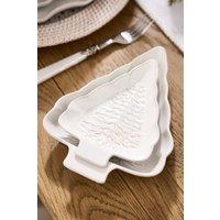 Dibor Set of 4 White Tree Christmas Dinner Side Plates W16.9cm | Size: 4 Pack