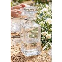 Dibor Traditional Large Clear Glass Square Decanter Carafe Jug Whisky Gift with Flat Top Stopper 900ml