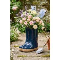 Dibor Midnight Blue Wellington Boot Ceramic Indoor Outdoor Flower Pot Garden Planter Pot H17 x W15cm | Size: Small
