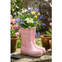 Dibor Small Pink Double Wellington Boots Ceramic Indoor Outdoor Flower Pot Garden Planter Pot H17 x W15cm