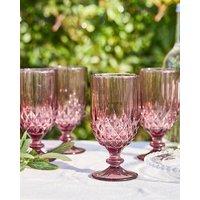 Dibor Set of 4 Spring Summer Diamond Pink Drinking Glass Wine Goblets Wedding Gift 320ml | Size: 4 Pack