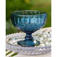Dibor Set of 4 Vintage Blue Glass Trifle Bowls Spring Summer Wedding Decor Dessert Bowls H10 x W12cm | Size: 4 Pack