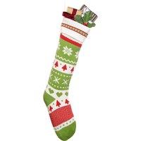 Dibor Set of 2 Traditional Green Fair Isle Xmas Decoration Christmas Gift Bag | Size: 2 Pack