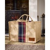Dibor Traditional Tartan Plaid Natural Firewood Log Storage Jute Bag H40 x W60cm