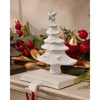 Dibor Set of 2 Cast Iron White Decorative Christmas Stocking Holders | Size: 2 Pack