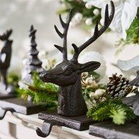 Dibor Set of 2 Cast Iron Black Decorative Christmas Stocking Holders in Brown | Size: 2 Pack