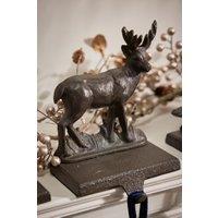 Dibor Set of 2 Cast Iron Reindeer Christmas Stocking Holders in Brown | Size: 2 Pack