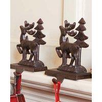 Dibor Set of 2 3D Reindeer Decorative Christmas Stocking Holders in Brown | Size: 2 Pack