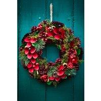 Dibor Vintage Style Cluster Berries Front Door Wreath Christmas Wreath 30cm in Red