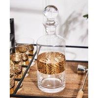 Dibor Whisky Decanter Gold Band Spring Summer Embossed Glass Scotch Bourbon Malt Carafe Jug 1.5L in Clear