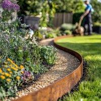 Nicoman Heavy Duty Pre Rusted Metal Garden Border Edging 5m Long Roll in Bronze